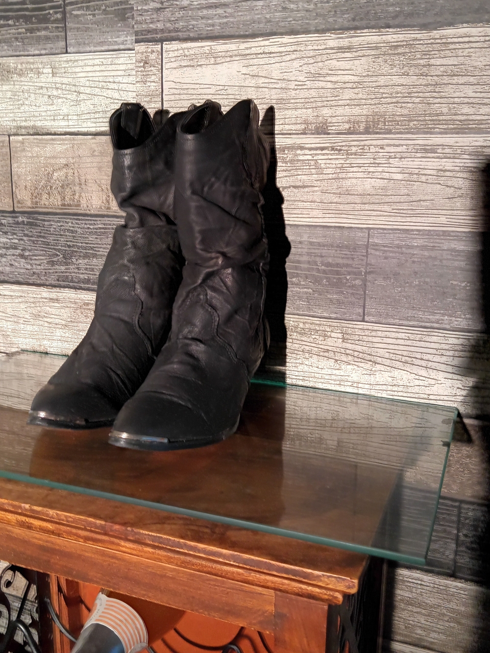 Classic Black Women’s Western Boots Metal Toe Guard Boho Cowgirl, Size 7